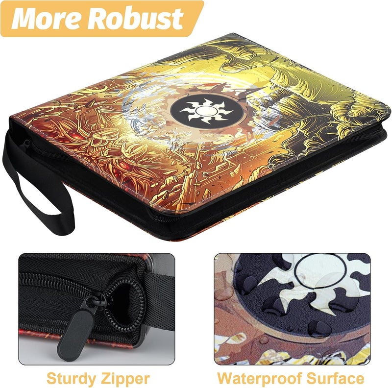 GERMUN Trading Card Binder for MTG Cards, Premium 9 Pocket Card Binder, 720 Double Sided Pocket Collector Card Album for Standard Cards,Card Collection Folder for YGO/PTCG/Game Cards (Yellow Print) - Image 2